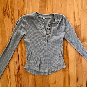 Free People Gray Long Sleeve Henley Top